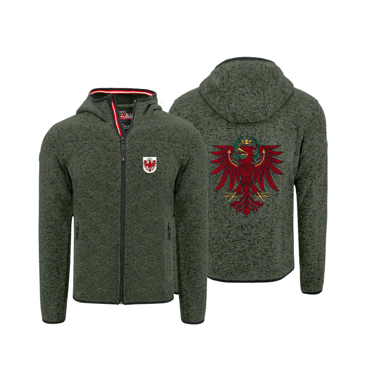 Tirol Kultjacke mit Kapuze - Dunkelgrün