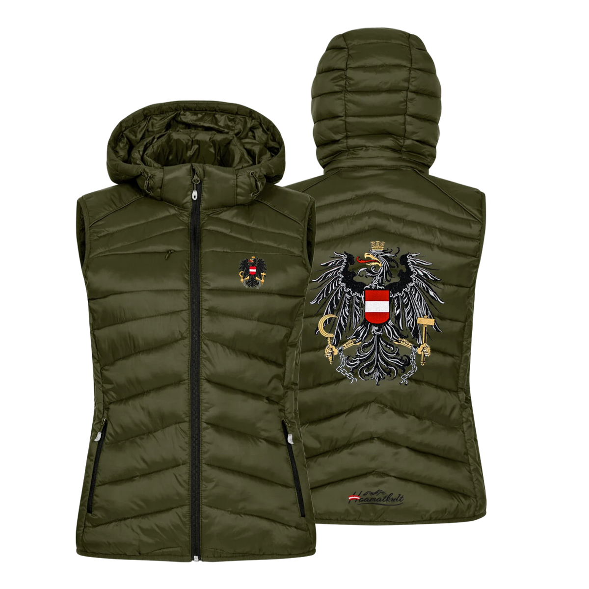 Dunkelgrünes Damen Gilet Österreich Adler #Farbe_Dunkelgrün