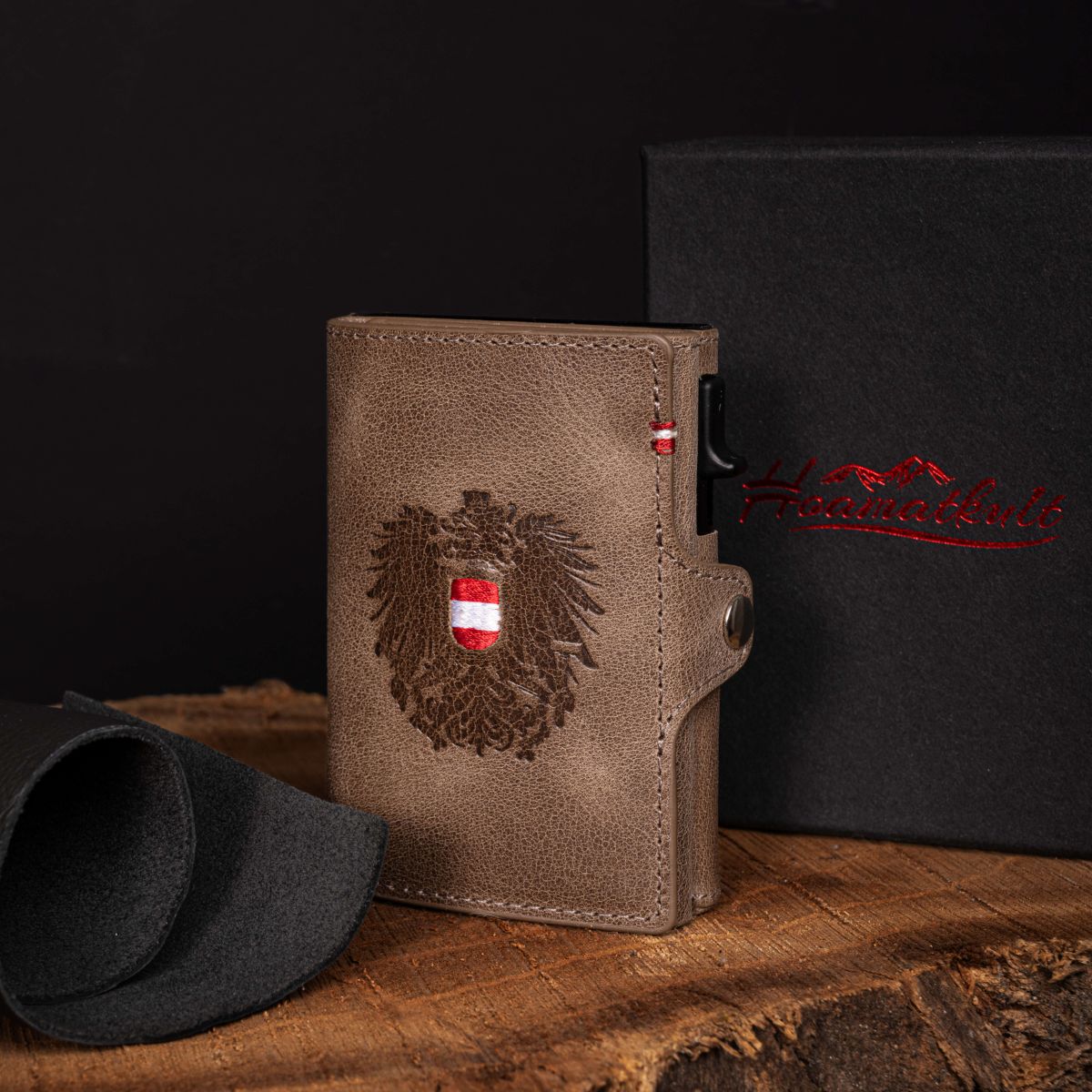 Echtleder Flip Wallet Mokka Braun Österreich #Farbe_Mokka Braun