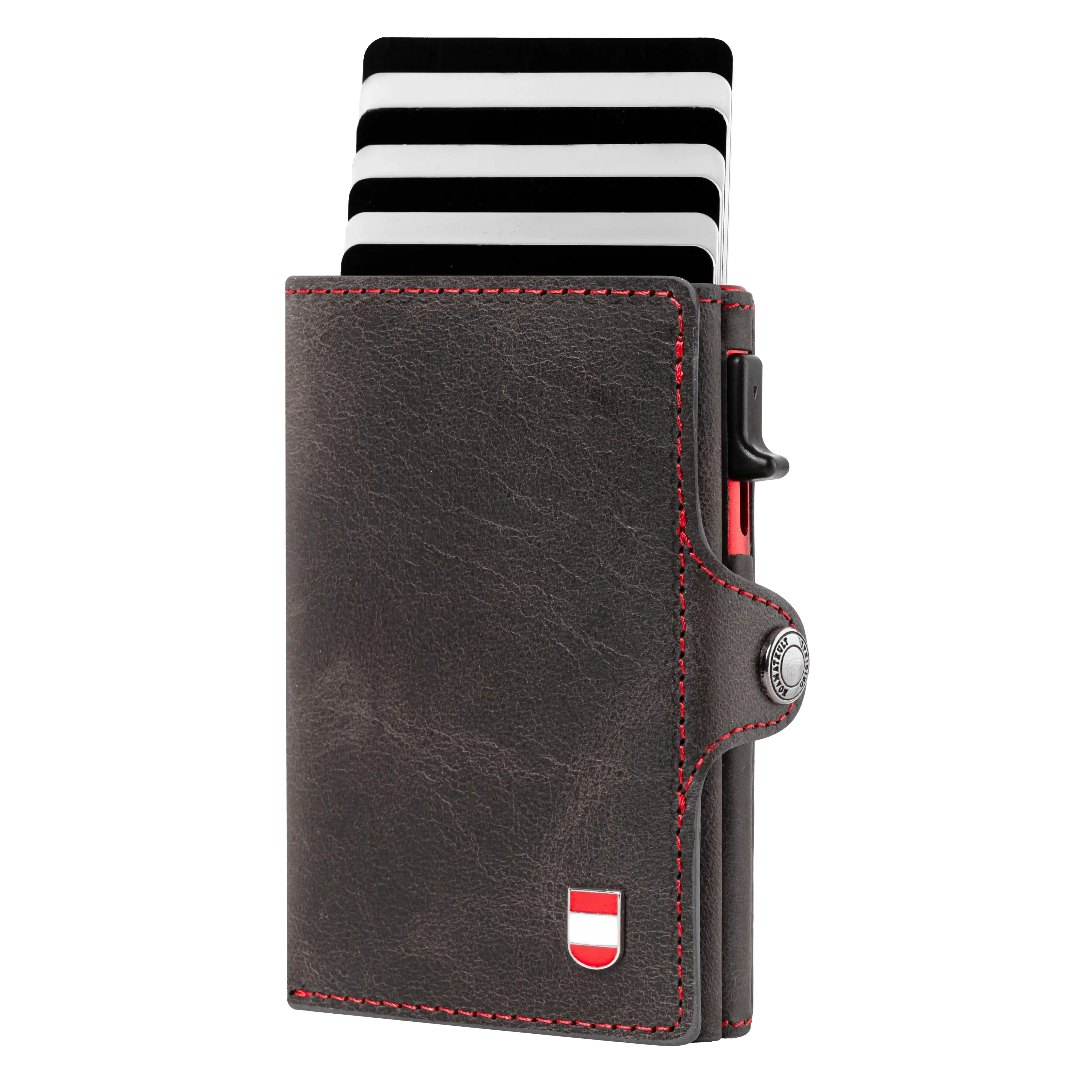 Echtleder Smart Wallet Österreich Wappen #Farbe_Schwarz Leder