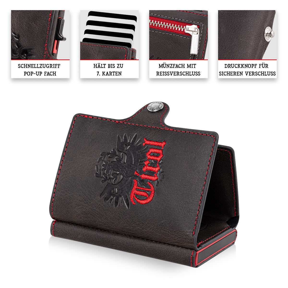 Adler Smart Wallet mit Karten-Pop-Up Funktion aus Echtleder - TIROL