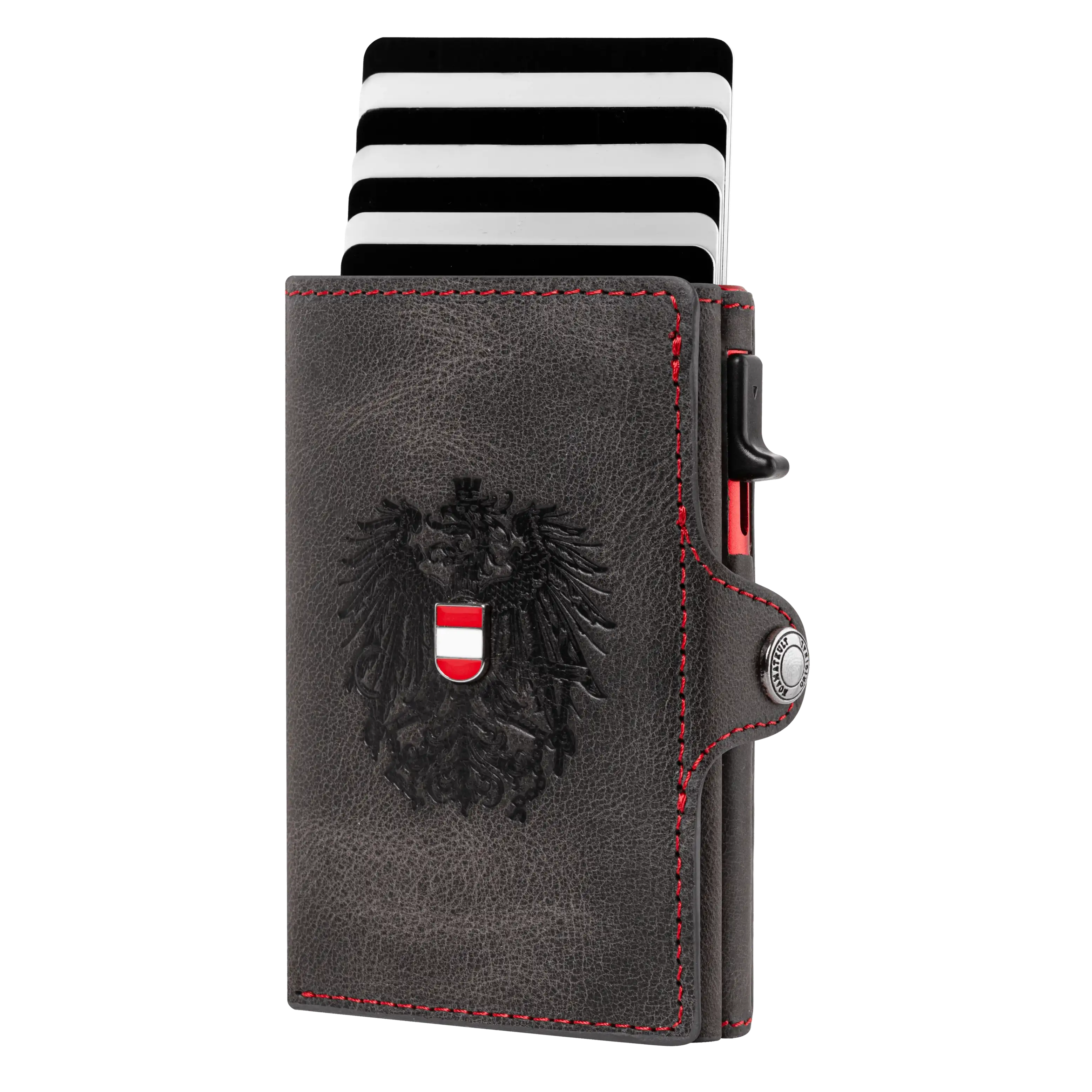 Echtleder Wallet Karten Pop-Up Österreich #Farbe_Schwarz Rot