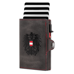 Echtleder Wallet Karten Pop-Up Österreich #Farbe_Schwarz Rot