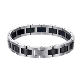 Edelstahl Armband Ebenholz Silber