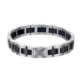 Edelstahl Armband Ebenholz Silber