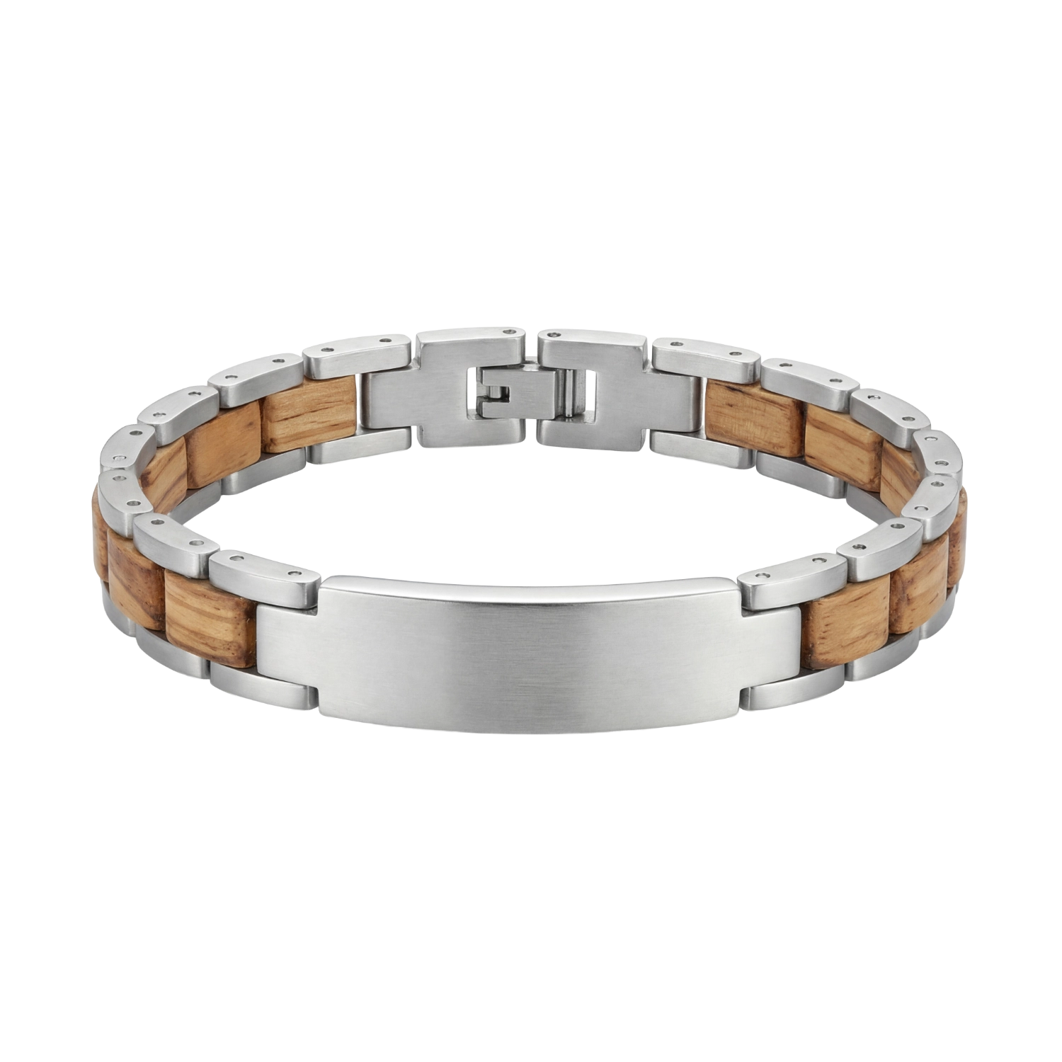 Edelstahl Holzarmband Zebrano Holz personalisierbar