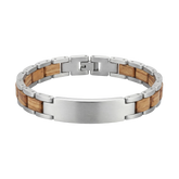 Edelstahl Holzarmband Zebrano Holz personalisierbar