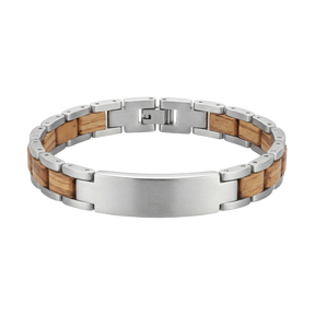 Edelstahl Holzarmband Zebrano Holz personalisierbar