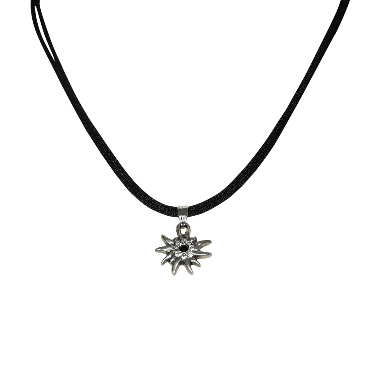Edelweiß Halskette schwarz mit Swarovski Steinen #Farbe_Schwarz