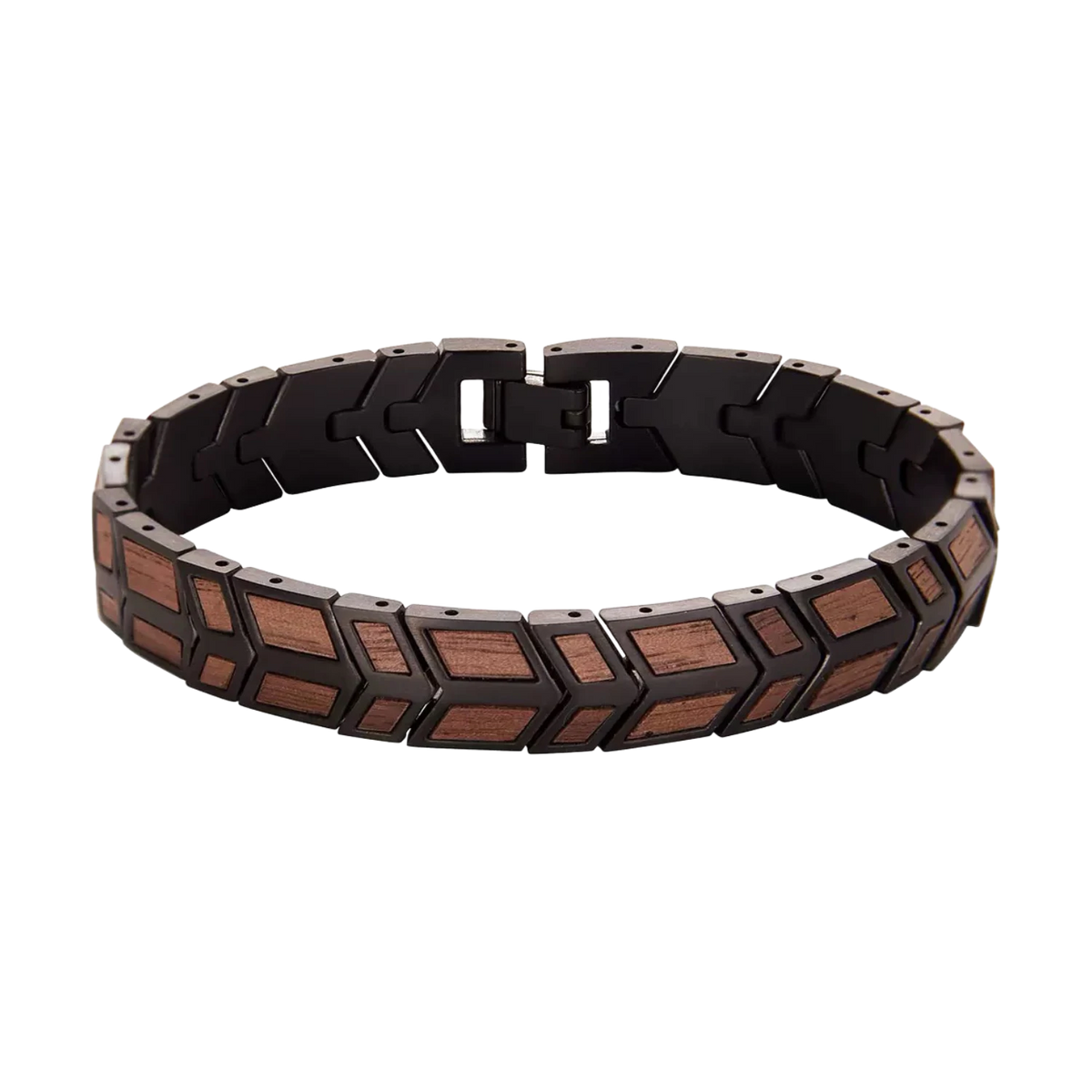 Edles Holzarmband Walnuss schwarzer Edelstahl