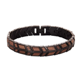 Edles Holzarmband Walnuss schwarzer Edelstahl