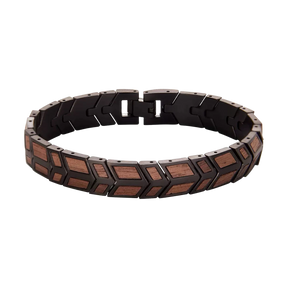 Edles Holzarmband Walnuss schwarzer Edelstahl