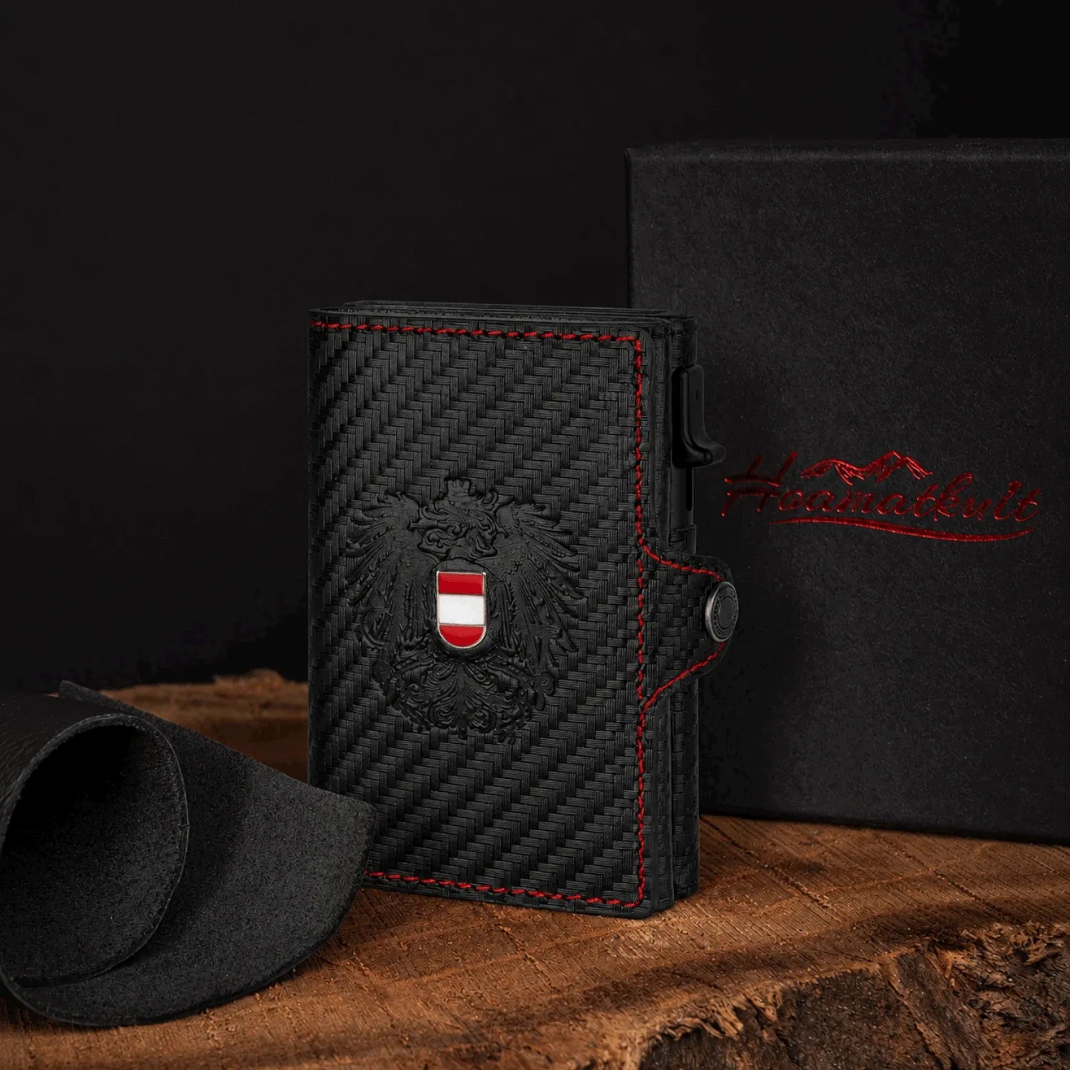 Adler Smart Wallet Trifold mit Karten-Pop-Up Funktion aus Echtleder