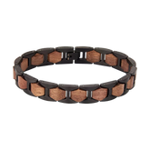 Elegantes Holzarmband Walnuss Edelstahl schwarz