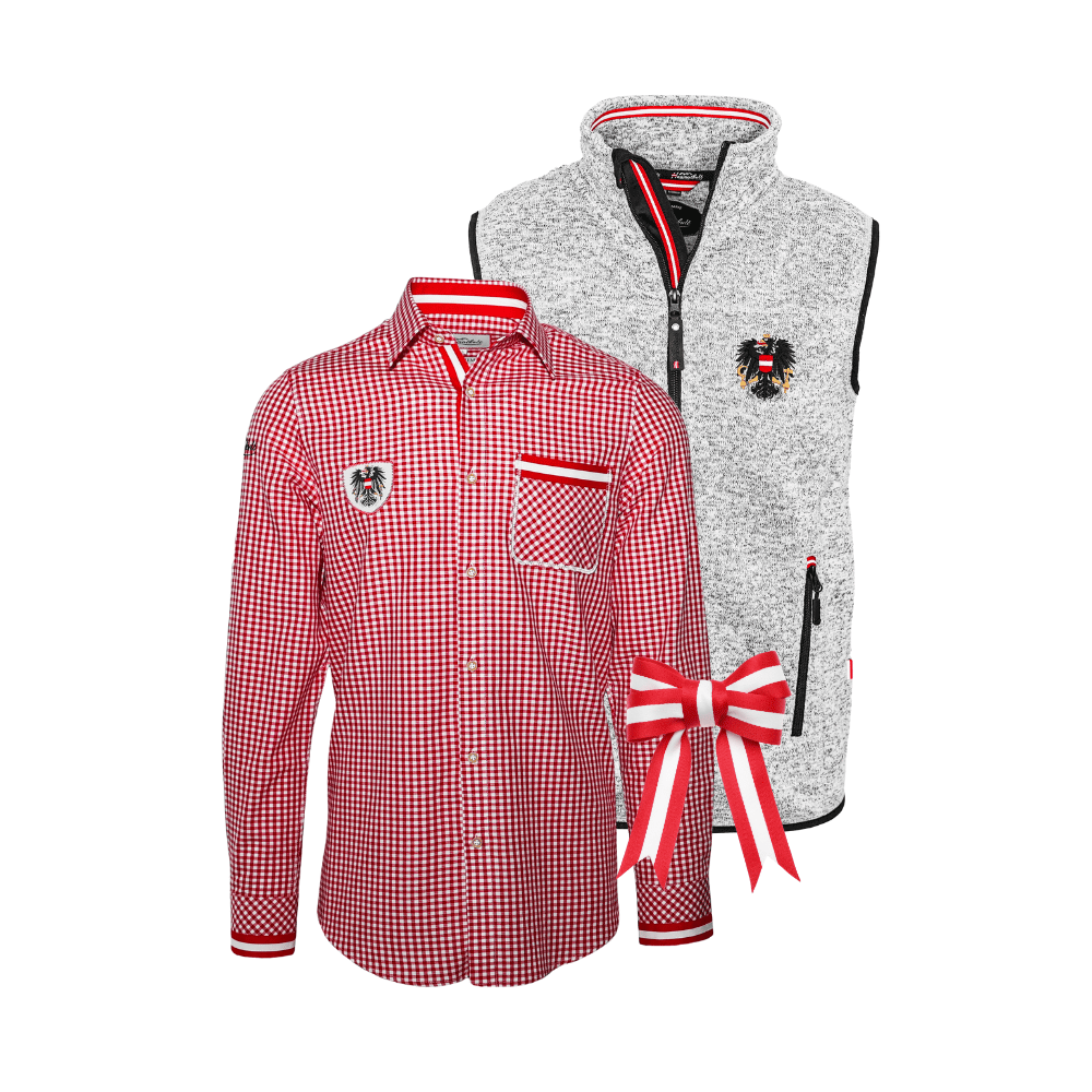 Fesch für Weihnachten Herren Gilet Hellgrau Hemd kariert #Farbe_Hellgrau