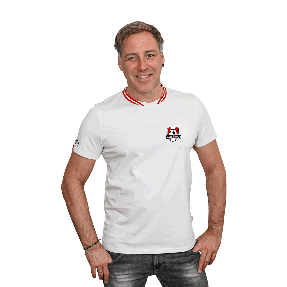 Fußball EM Österreich Fan T-Shirt Herren weiß #Farbe_Weiß