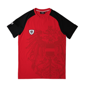 Österreich Adler Raglan T-Shirt Rot Schwarz Kontrast