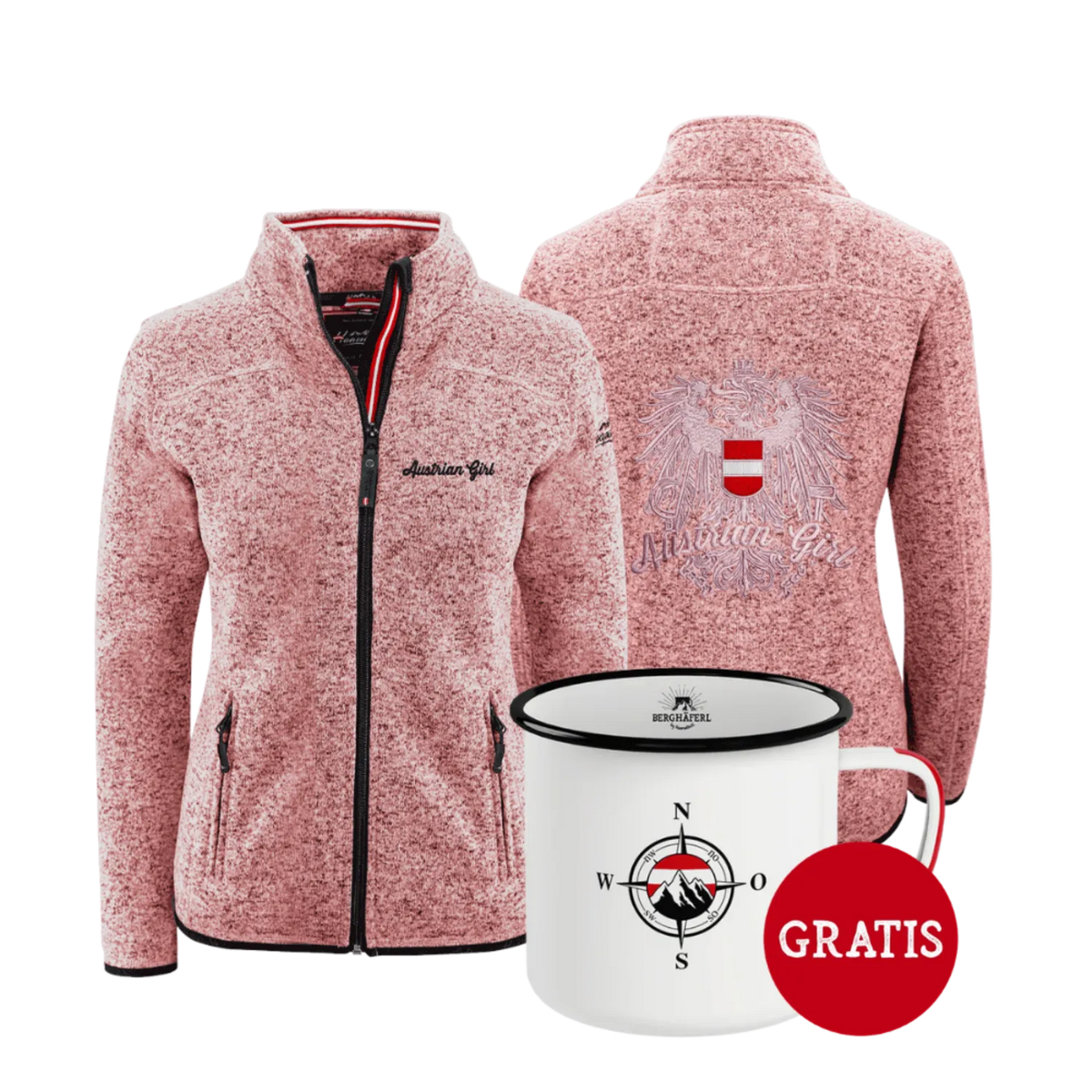 Geschenkpaket Austrian Girl Kultjacke ohne Kapuze rosa Berghäferl #Farbe_Rosa #Auswahl_Ohne Kapuze