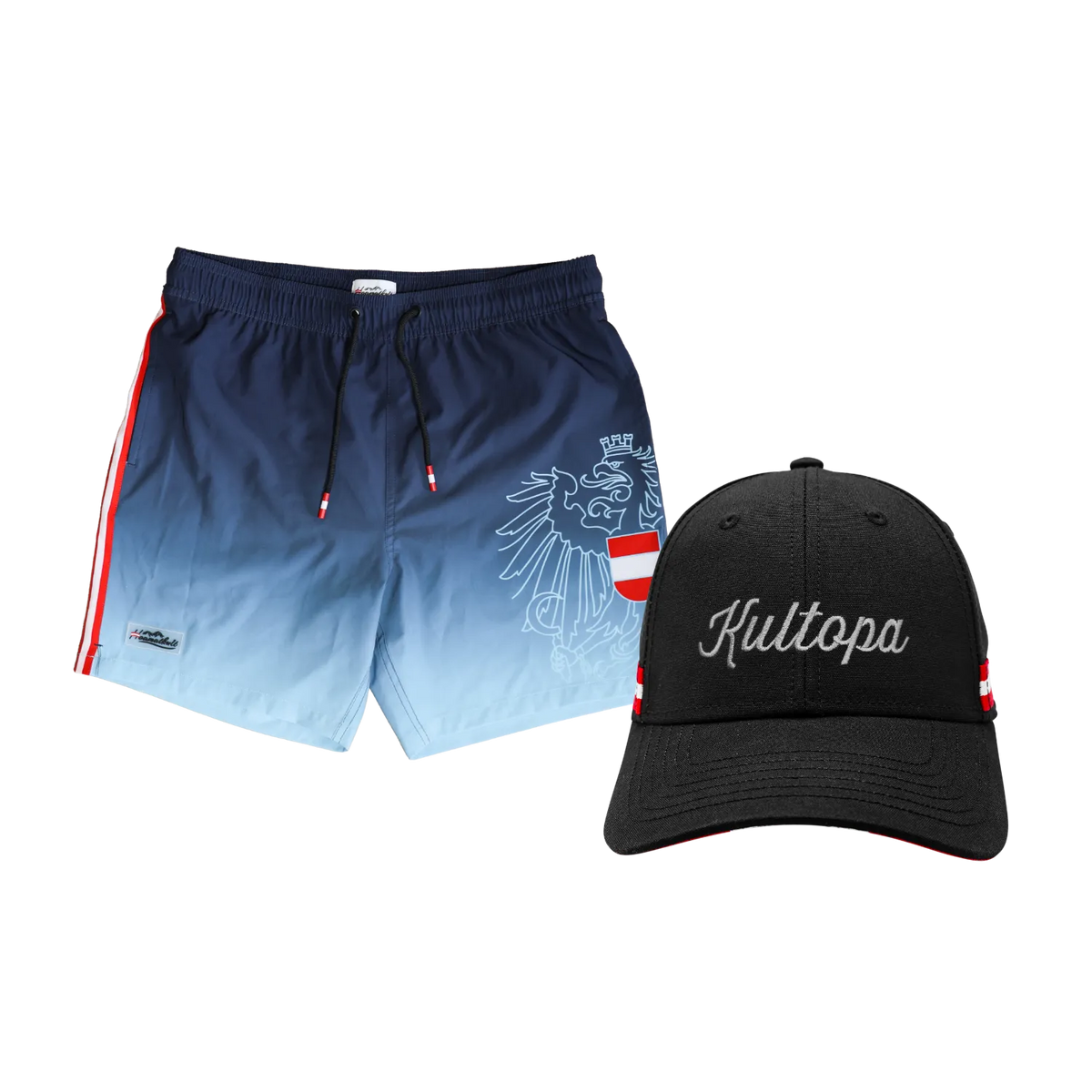 Geschenkpaket Badehose dunkelblau Kultopa Cap #Farbe_Dunkelblau/Hellblau