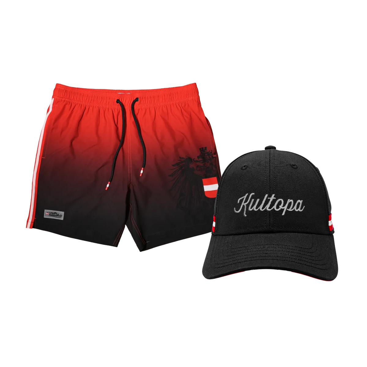 Geschenkpaket Badehose rot Kultopa Cap #Farbe_Rot/Schwarz