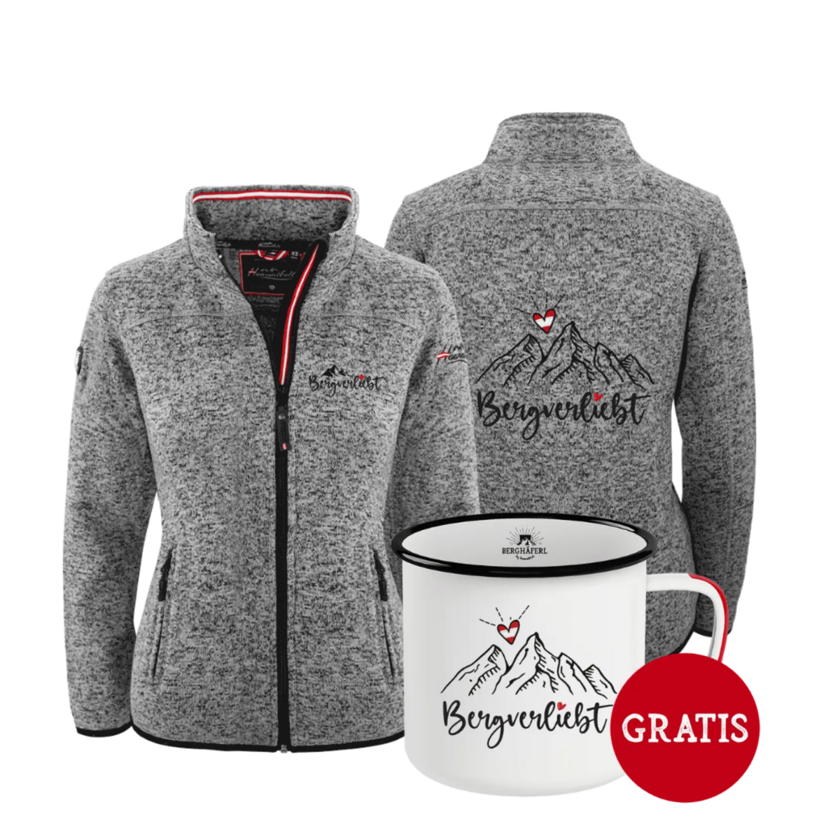 Geschenkpaket Bergverliebt Kultjacke ohne Kapuze dunkelgrau #Farbe_Dunkelgrau #Auswahl_Ohne Kapuze