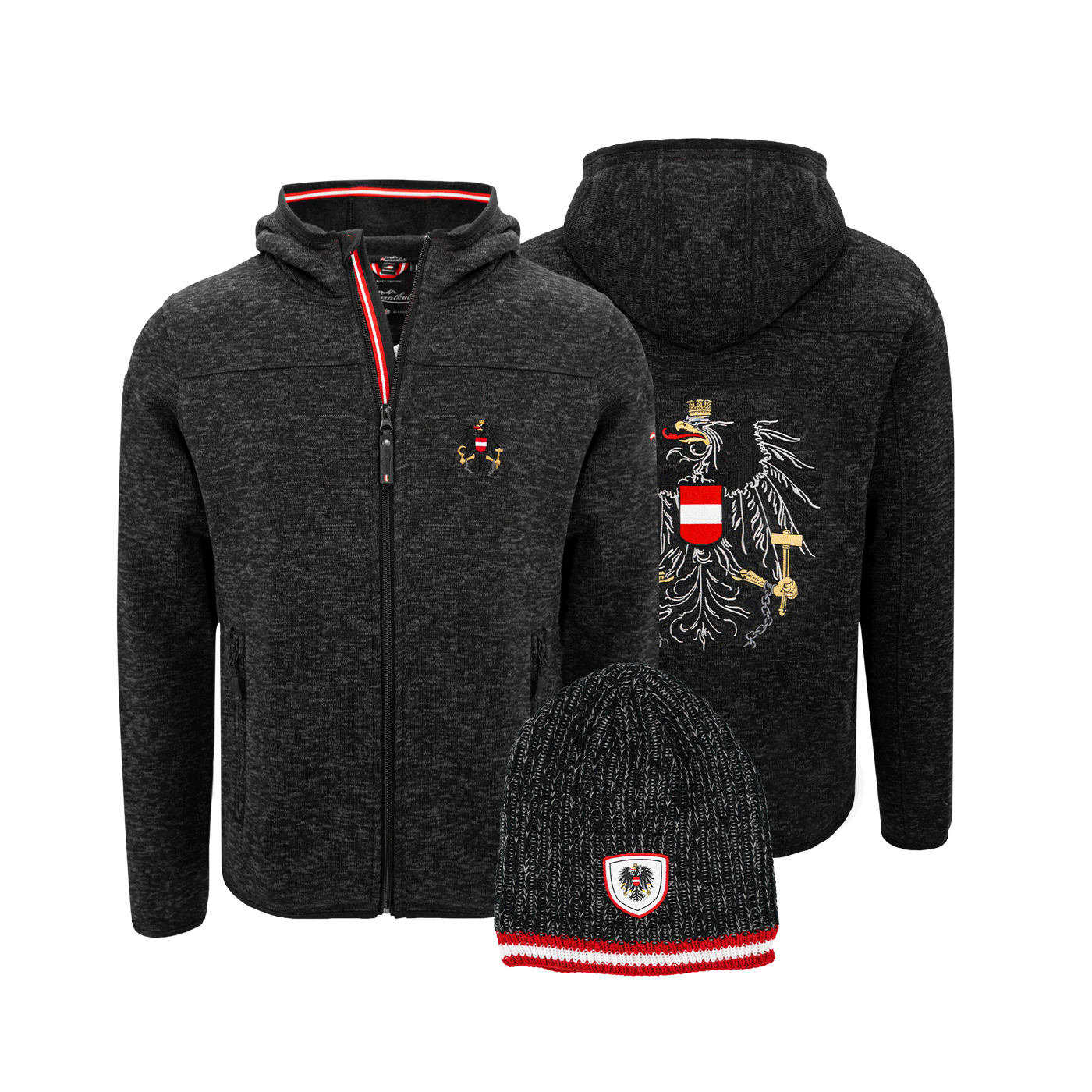 Geschenkpaket Weihnachten - Kultjacke mit Kapuze und Beanie