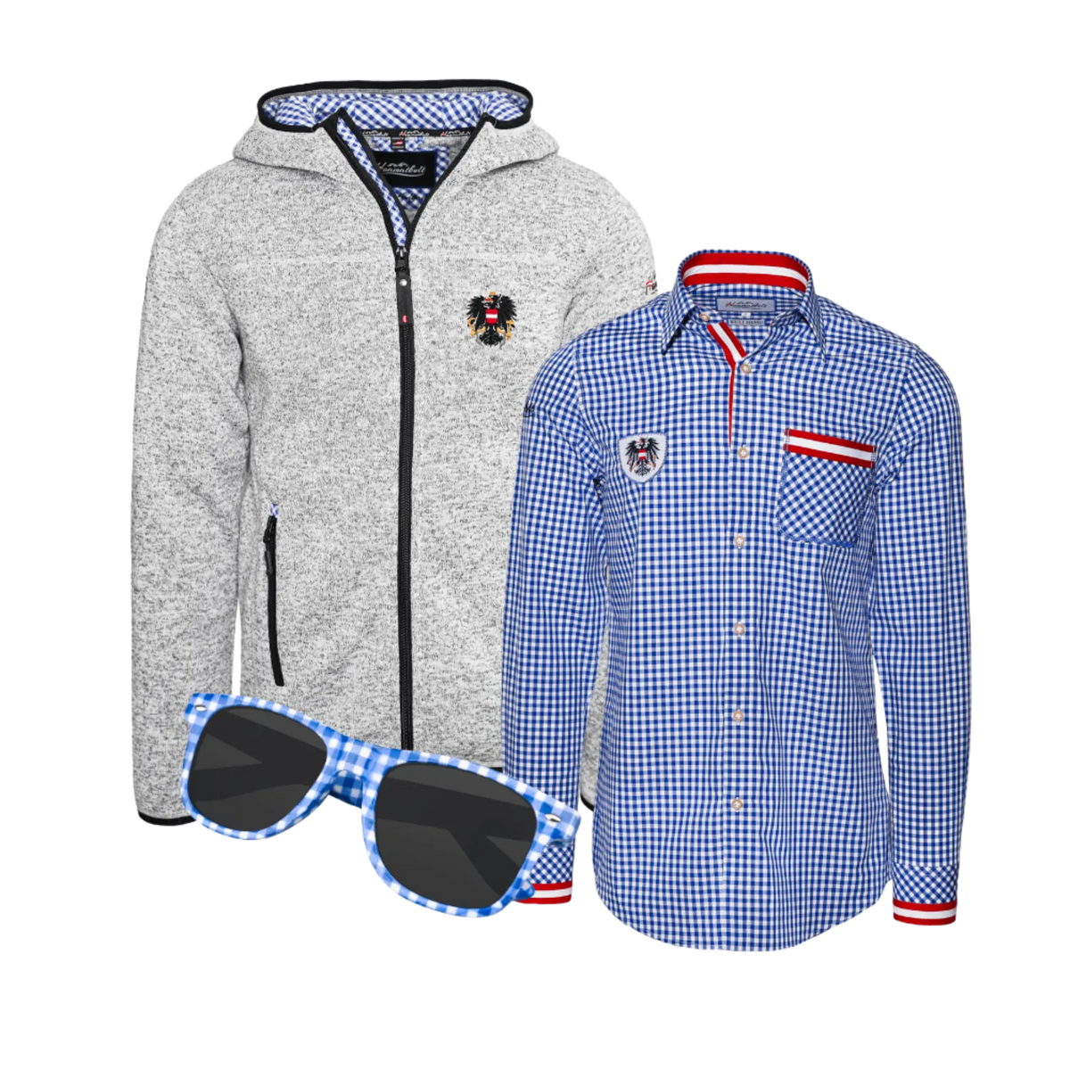 Geschenkpaket Karo Jacke Hemd Sonnenbrille