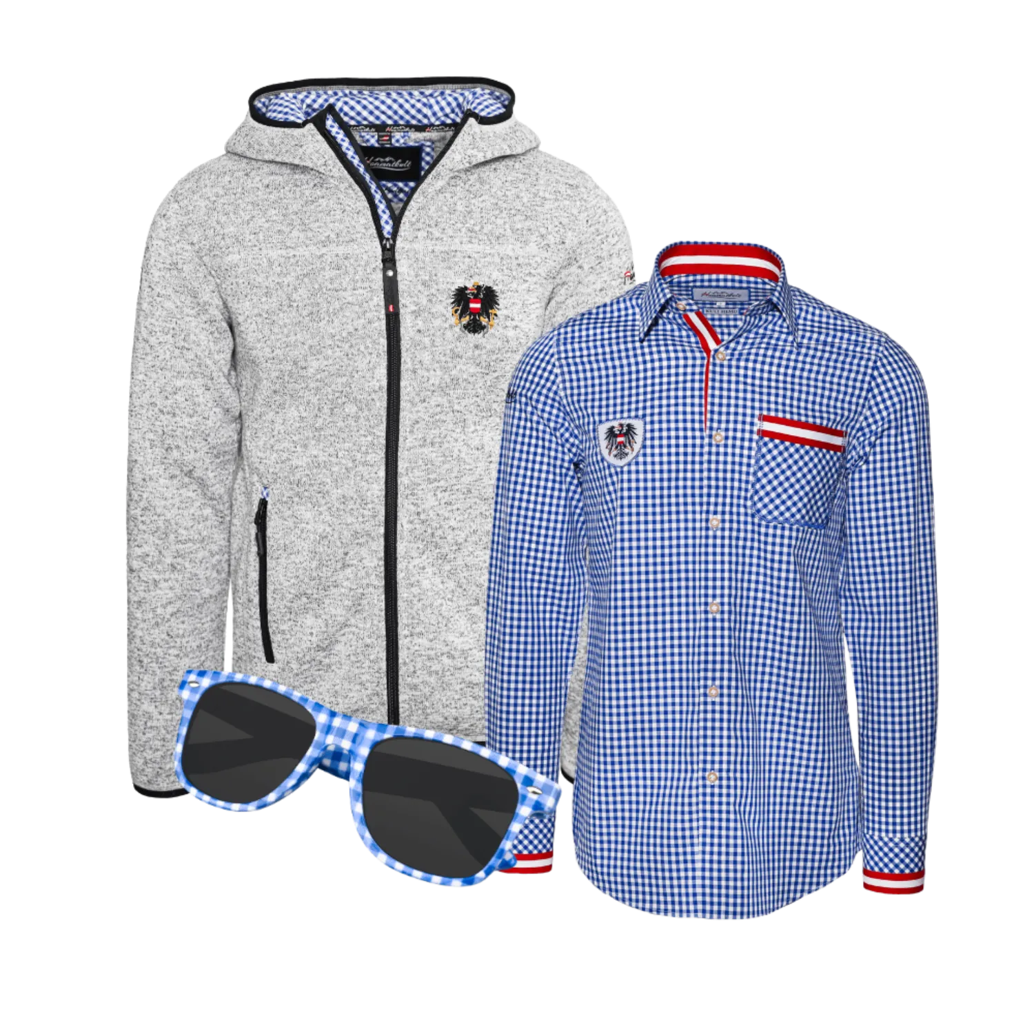 Geschenkpaket Karo Jacke Hemd Sonnenbrille