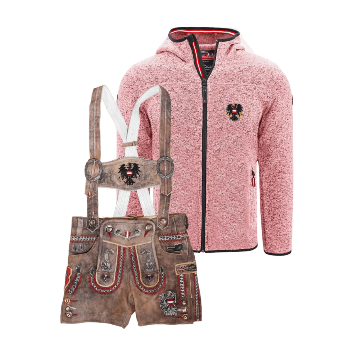 Geschenkpaket Kinder Kultjacke Lederhose rosa #Farbe_Rosa