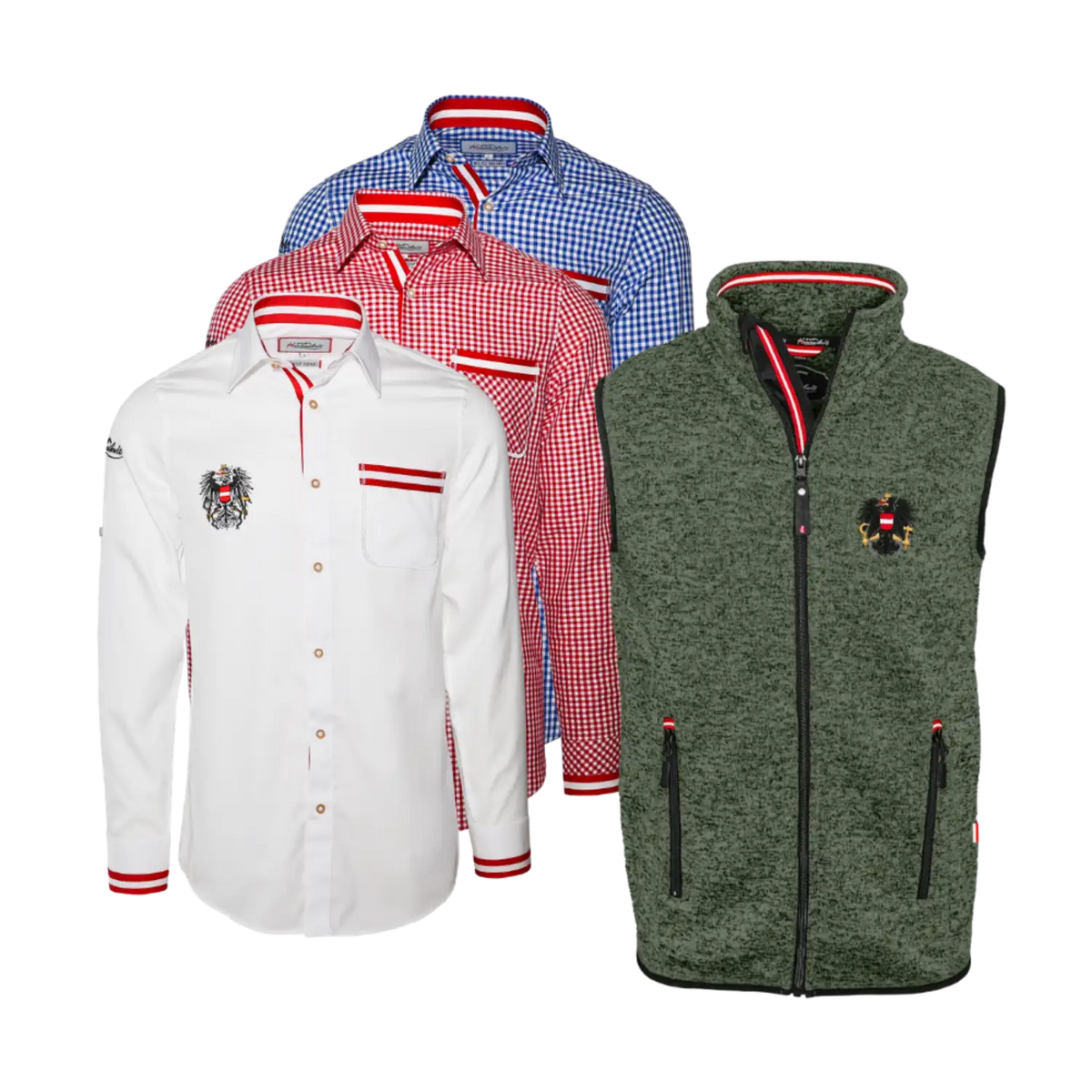 Geschenkpaket Kultgilet dunkelgrün Trachtenhemd #Farbe_Dunkelgrün