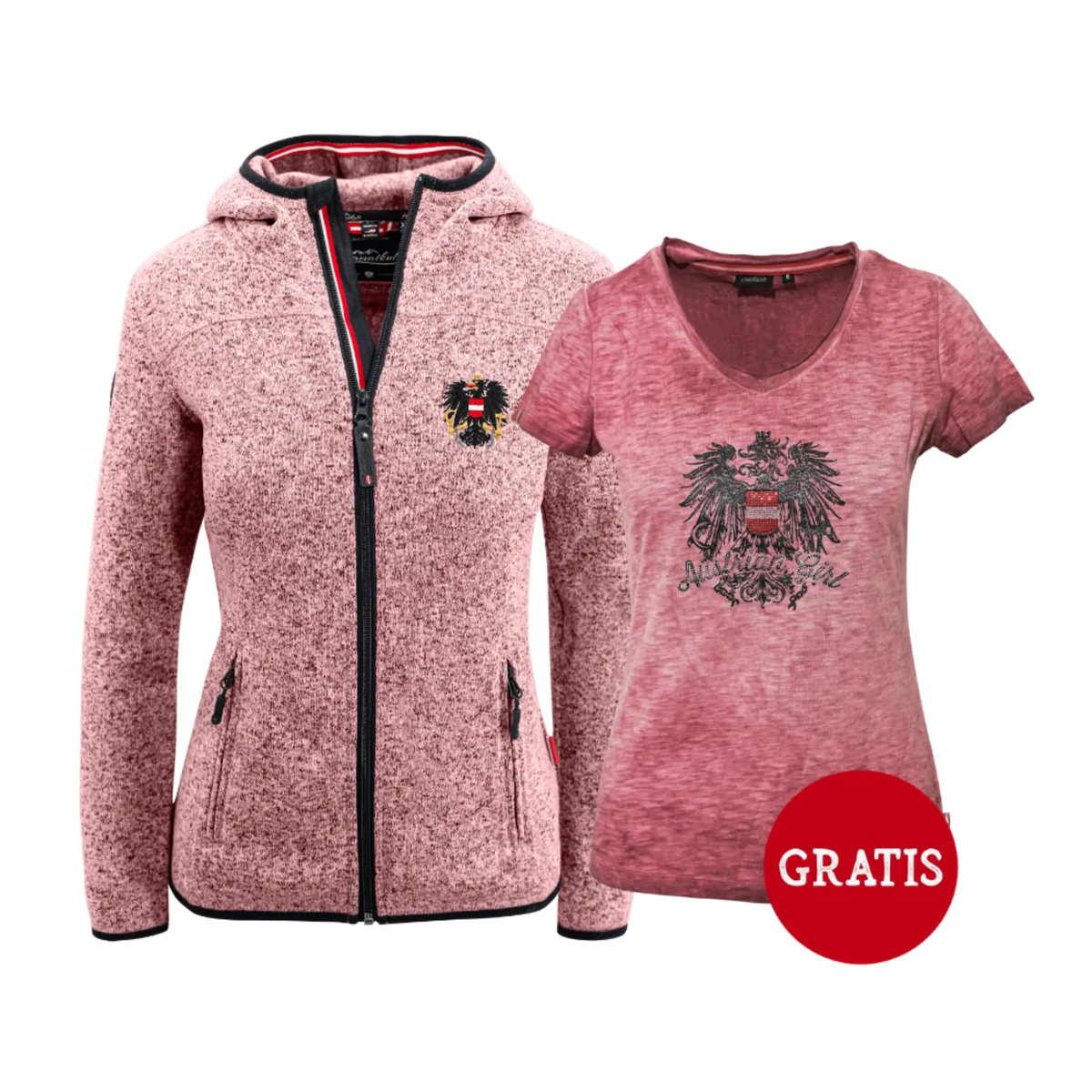 Geschenkpaket Kultjacke rosa gratis Shirt #Auswahl_Mit Kapuze