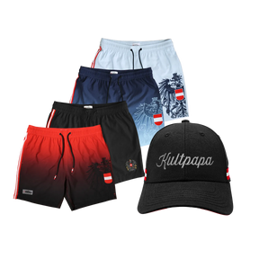 Geschenkpaket Vatertag Kultpapa Cap Badehose