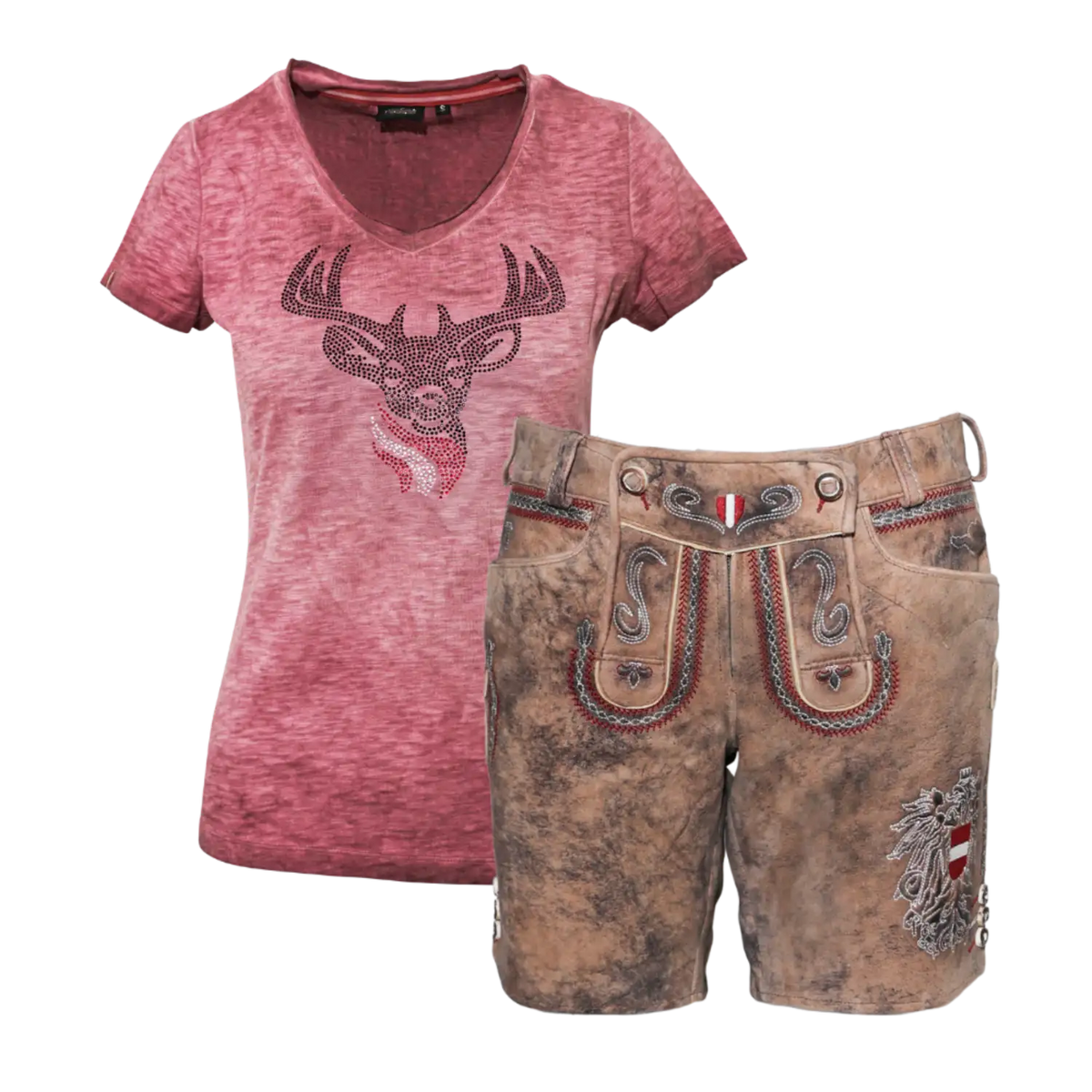 Geschenkpaket Lederhose Glitzer Shirt rosa