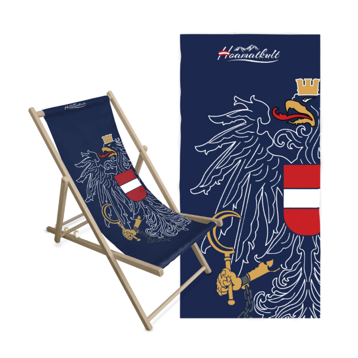 Geschenkpaket Liegestuhl Badetuch dunkelblau
