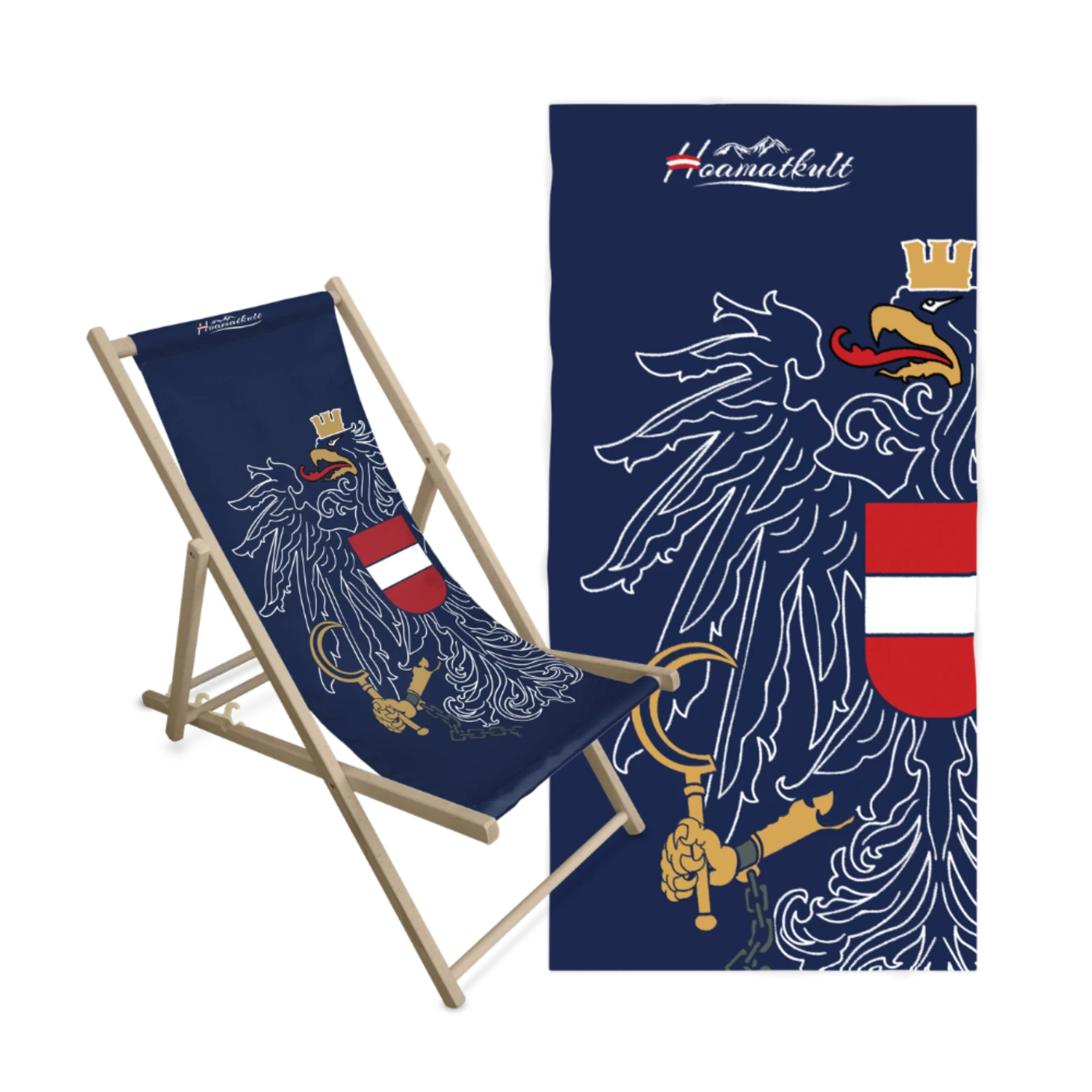 Geschenkpaket Liegestuhl Badetuch dunkelblau