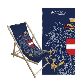 Geschenkpaket Liegestuhl Badetuch dunkelblau