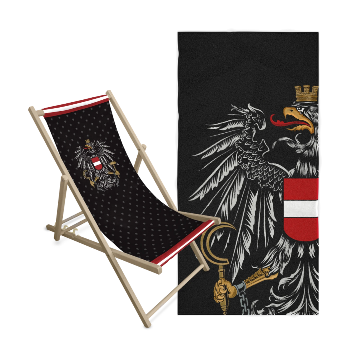 Geschenkpaket Liegestuhl Badetuch schwarz
