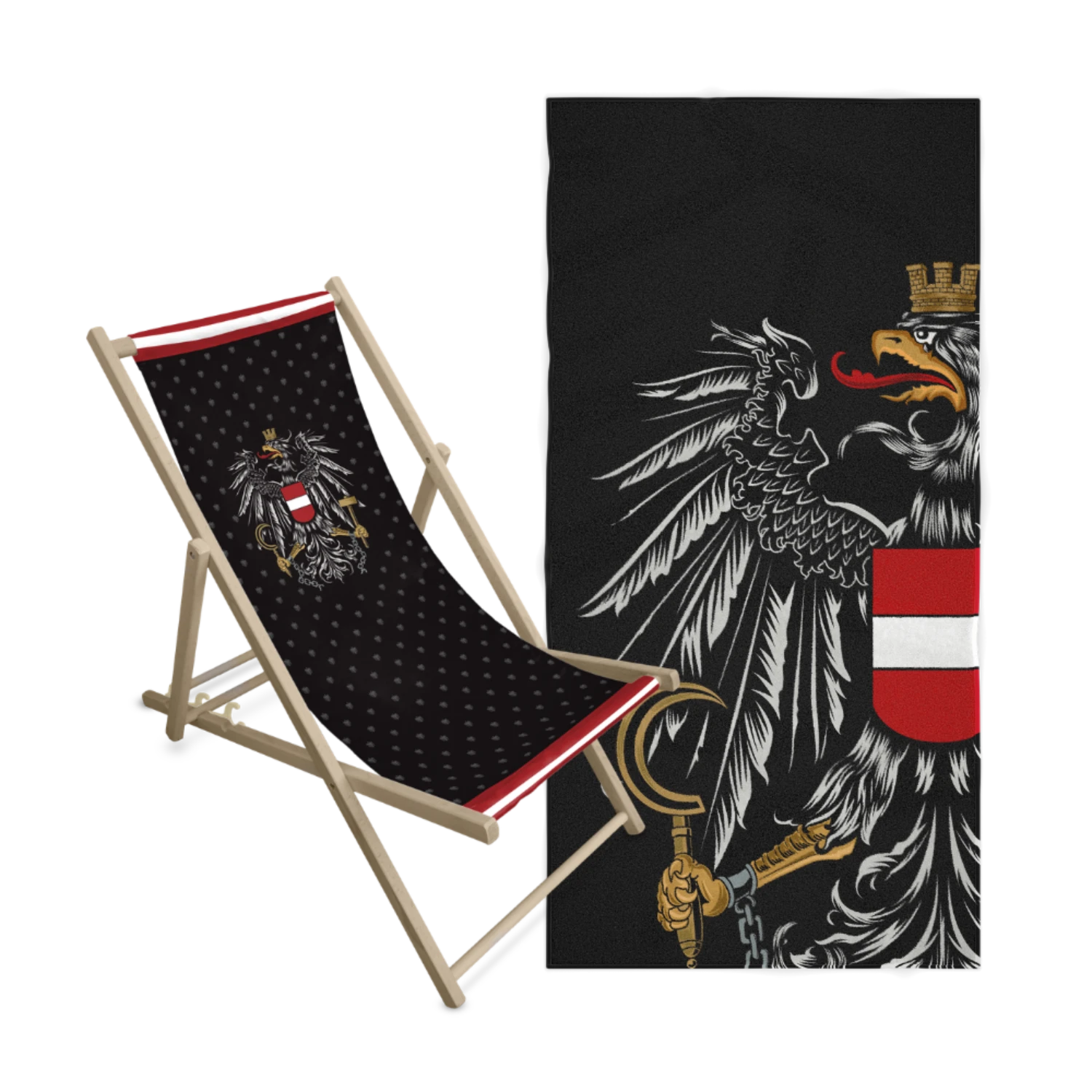 Geschenkpaket Liegestuhl Badetuch schwarz