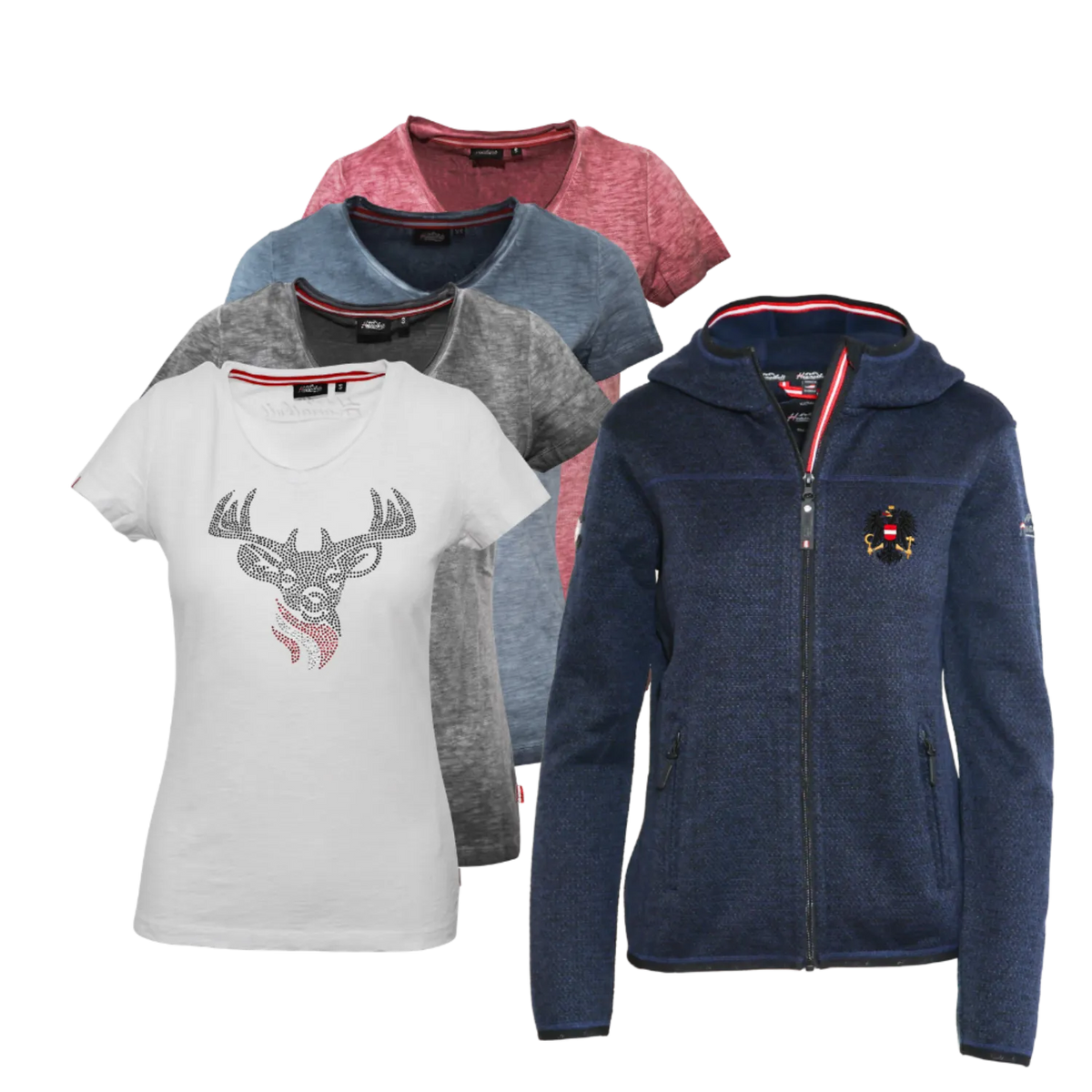 Geschenkpaket Strickoptik Jacke Hirsch T-Shirt dunkelblau #Farbe_Dunkelblau-Strick