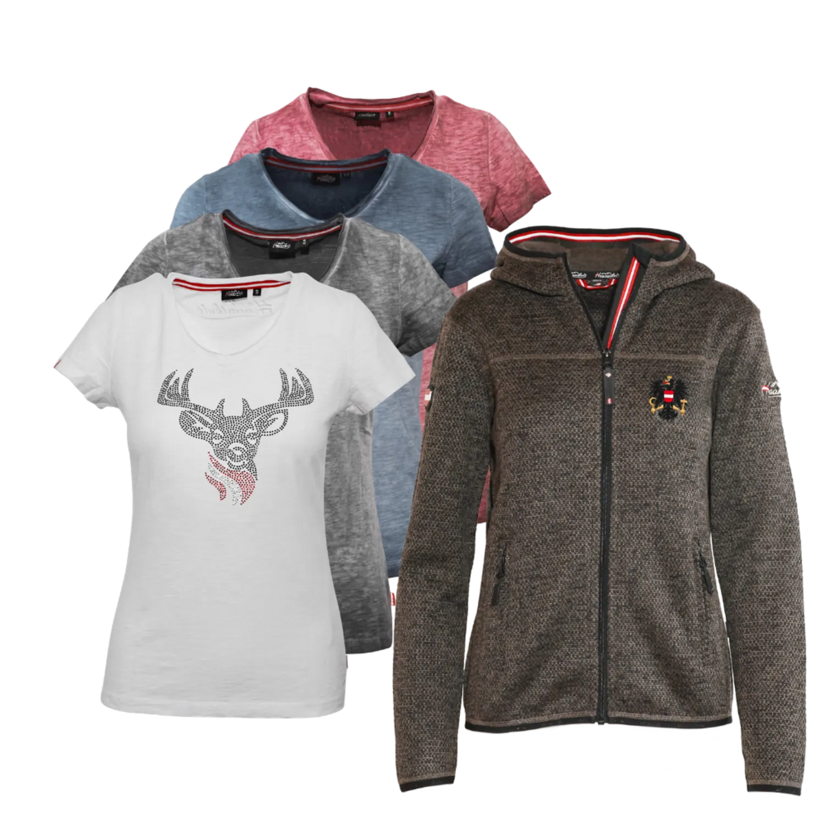 Geschenkpaket Strickoptik Jacke Hirsch T-Shirt dunkelbraun #Farbe_Dunkelbraun-Strick