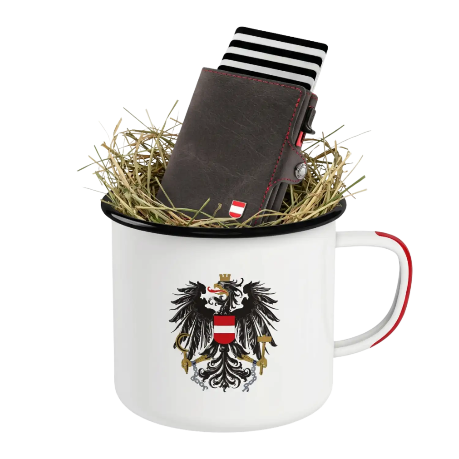 Geschenkpaket Ostern - Smart Wallet & Adler Emaille Tasse