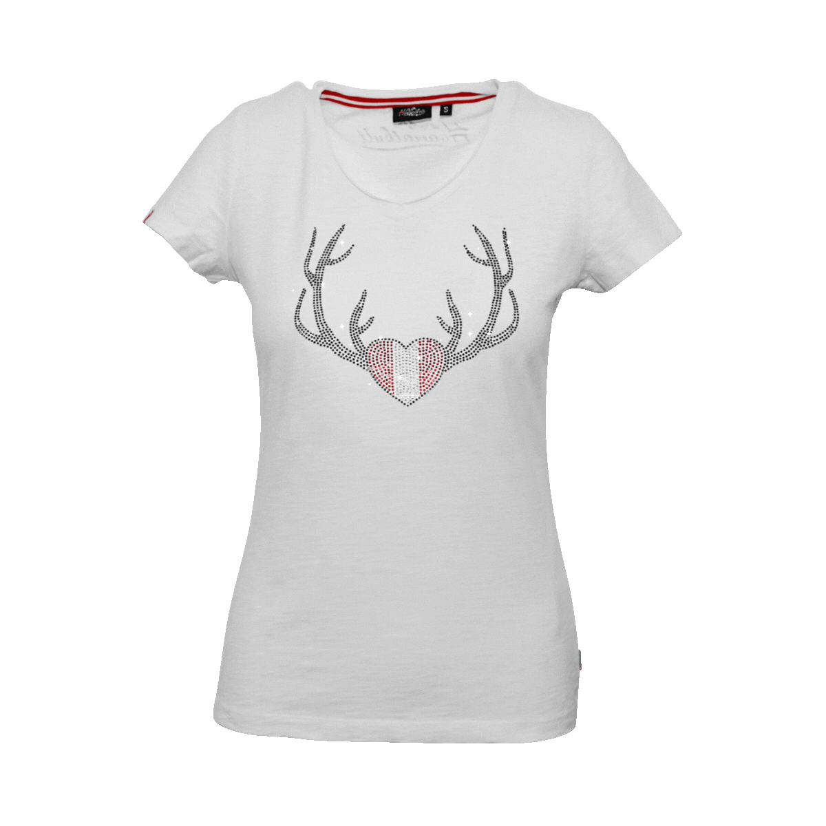 Glitzer T-Shirt weiß Herz Geweih Damen #Farbe_Weiß