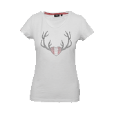 Glitzer T-Shirt weiß Herz Geweih Damen #Farbe_Weiß