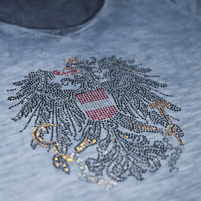 Österreich Adler Glitzer T-Shirt - Granitblau