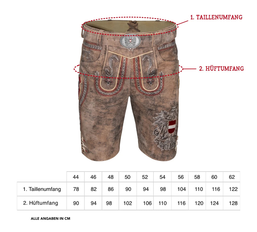 Kult Lederhose Österreich Adler - Vintage Braun