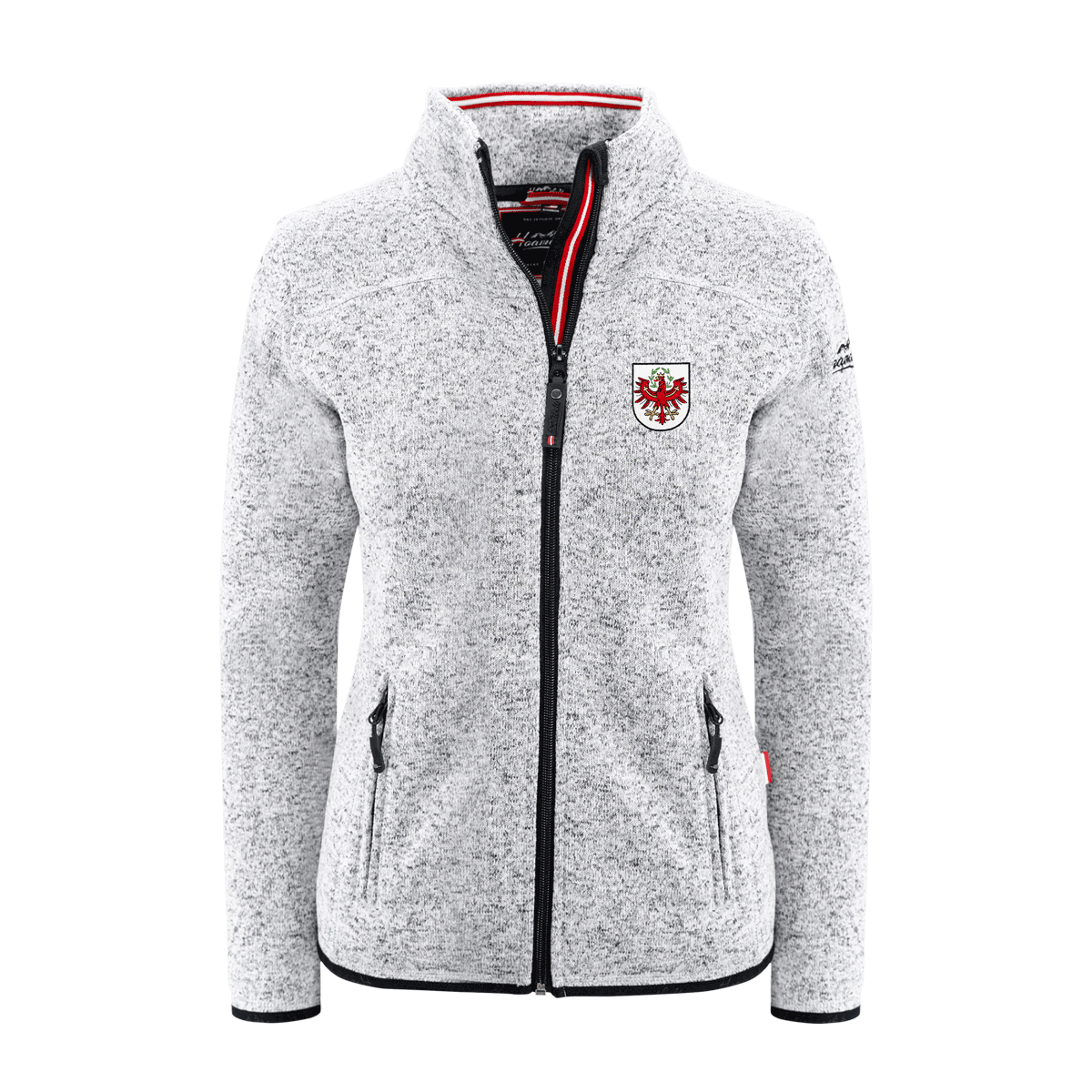 Hellgraue Damen Kultjacke ohne Kapuze Tirol Stickerei #Farbe_Hellgrau