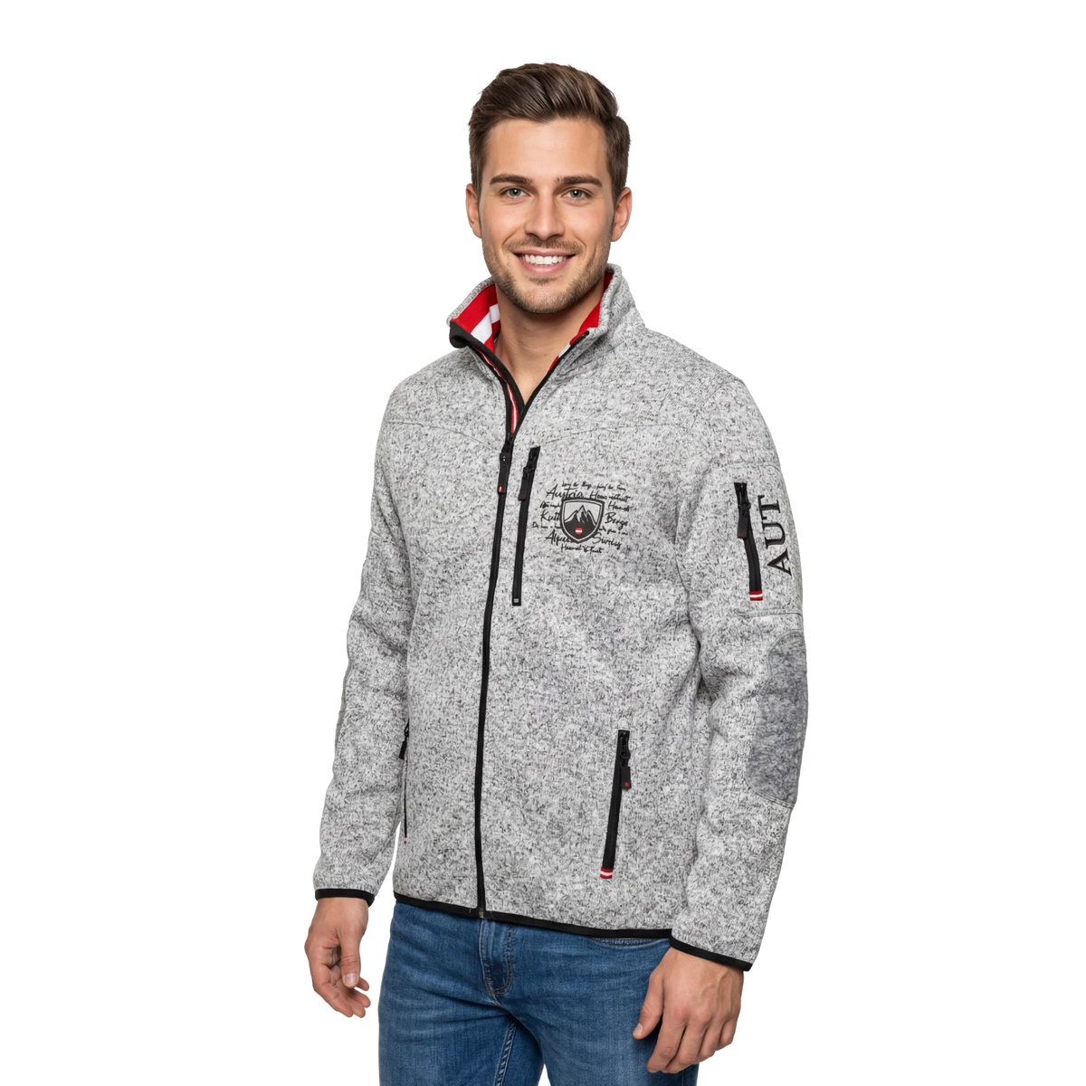 Hellgraue Fleece Weste Österreich Adler