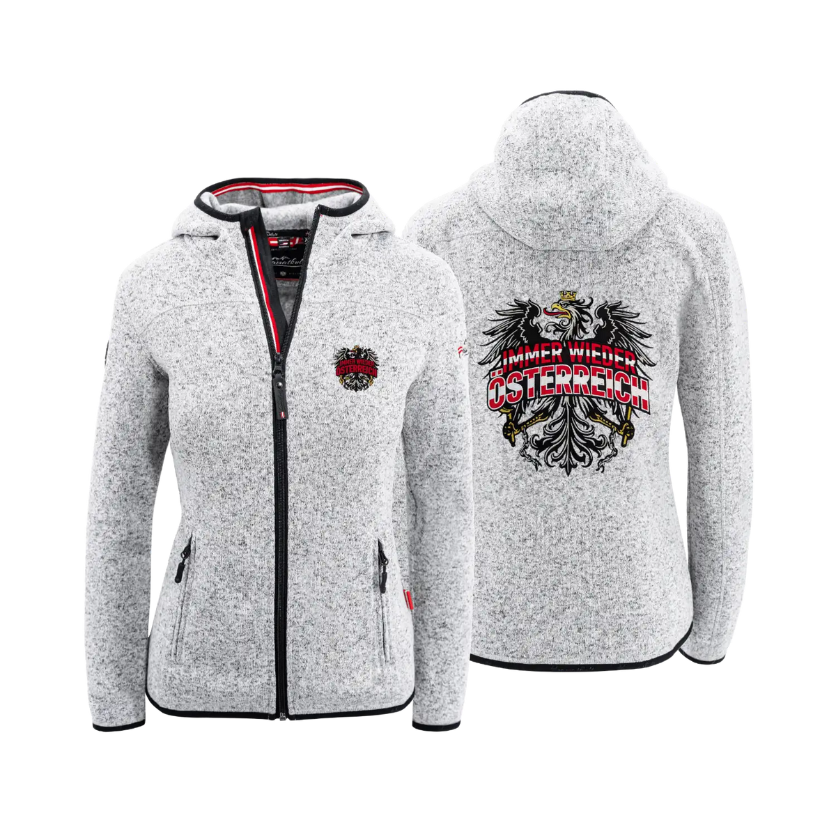 Hellgraue Fußball Fleece Jacke für Damen #Farbe_Hellgrau