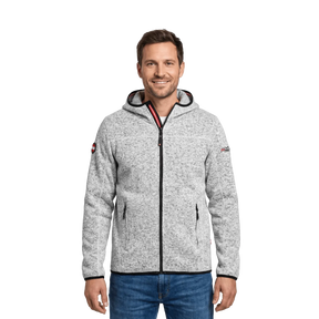 Hellgraue Strickfleece Jacke Hoamatkult