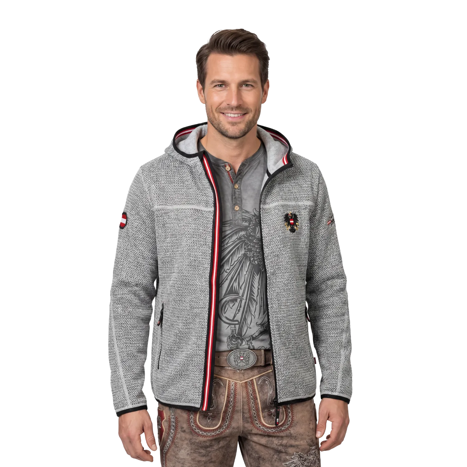 Österreich Kultjacke mit Kapuze - Strickoptik